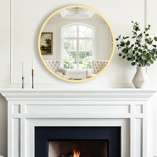 FGU Round Bathroom Mirror for Over Sink 2 Pack 22" Gold Circle Wall Mirror - Image 2