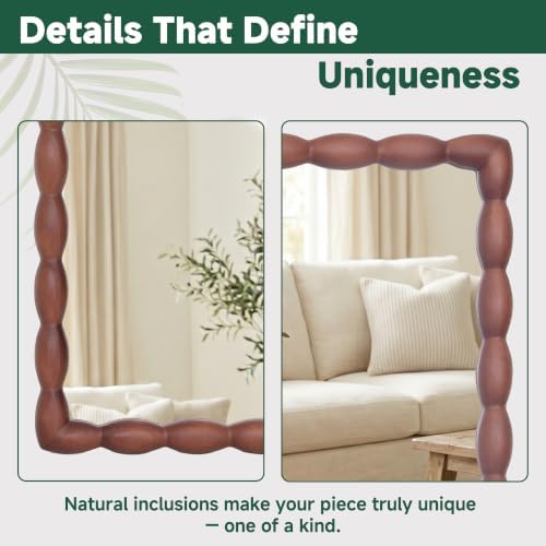 36"x24" Rectangular Solid Wood Farmhouse Decorative Wall Mirror - Image 4