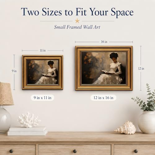 Gold Framed Wall Art, Vintage African American Canvas Prints – Black Girl - Image 5