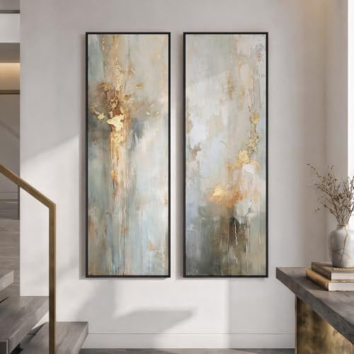 Large Framed Abstract Vertical Wall Art Set - Image 5
