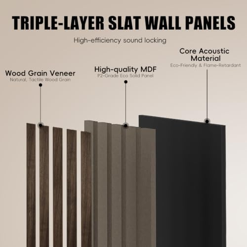 RITOLLO 8 Pack Wood Slat Wall Panels, 62 Sq Ft Coverage, Dark Walnut - Image 5