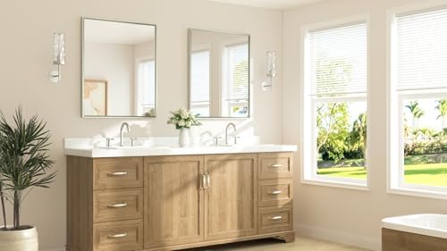 TETOTE Brushed Nickel Mirror for Bathroom Sink 30" x 36" Beveled Frame Brushed - Image 2