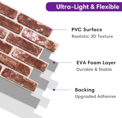 3D Peel and Stick Faux Brick Wall Panels 15.7" x 11.8" 10-Pack - Image 5