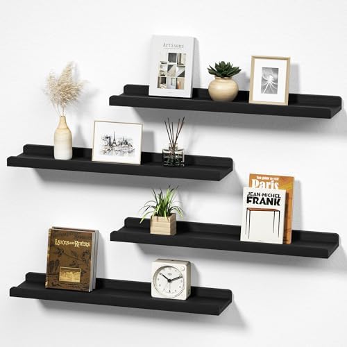 Love-KANKEI 24" Black Floating Wall Shelves by Love-KANKEI