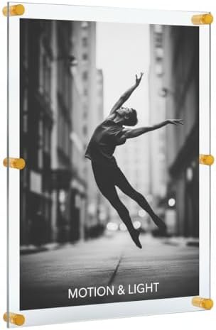 Azar Displays 105540-GLD Acrylic Floating Double Panel Wall Frame, Overall by AzarDisplays