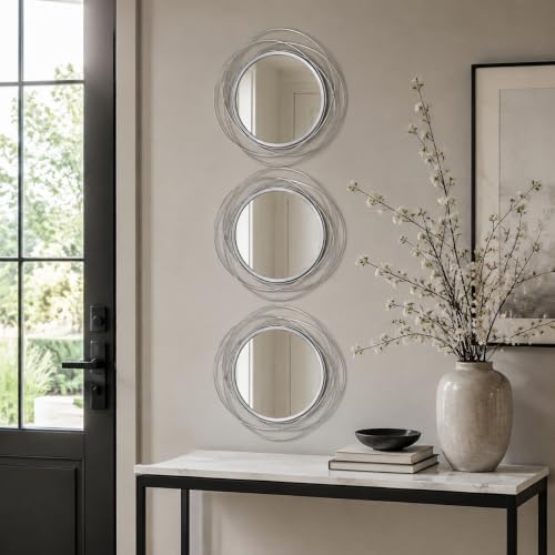Silver Sunburst Mirror 12x12 Inch, Metal Sun Wall Decor, Small Round Decorative - Image 2