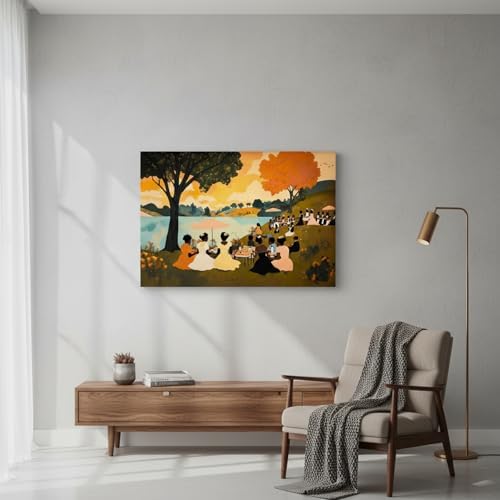 Black People Canvas Wall Art Joyful Outdoor Gathering Poster 16x24IN Framed - Image 6