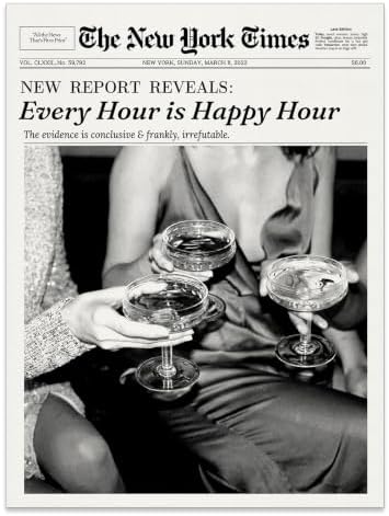 Retro Black and White Newspaper Wall Art 12x16inch UnFramed Every Hour Is Happy by Unknown