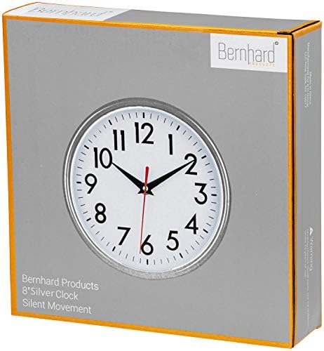 Bernhard Products Silver Wall Clock 8" Silent Non-Ticking Quality Quartz - Image 7