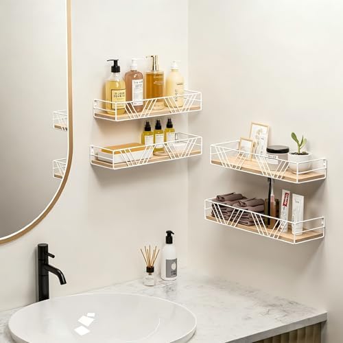 Floating Shelves for Wall, 4 Sets Rustic Shelf - Image 4