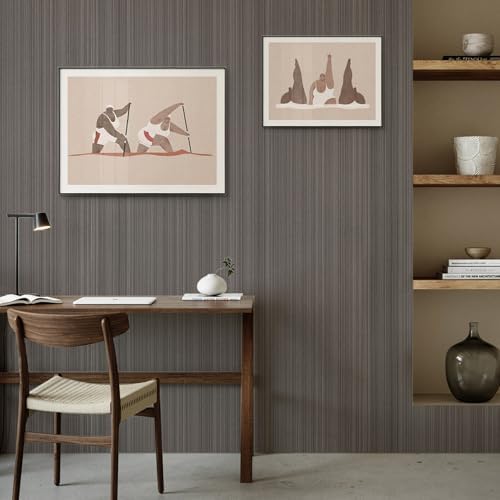 CAX Brown Grasscloth Peel and Stick Wallpaper Linen Texture Contact Paper - Image 2