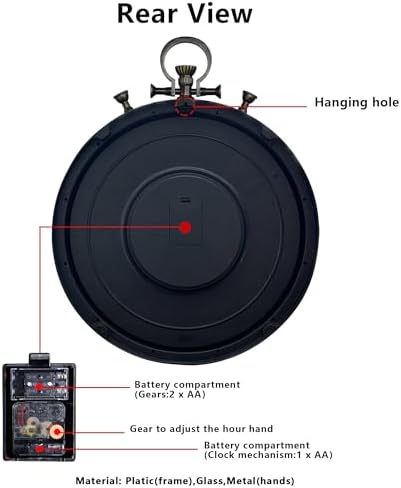 AYRELY® 24IN Decorative Moving Gear Large Wall Clock, Oversized Industrial - Image 6