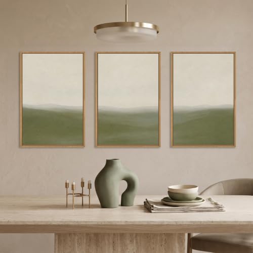 Aryroi Sage Green Abstract Landscape Framed Canvas Wall Art Set, Watercolor - Image 4
