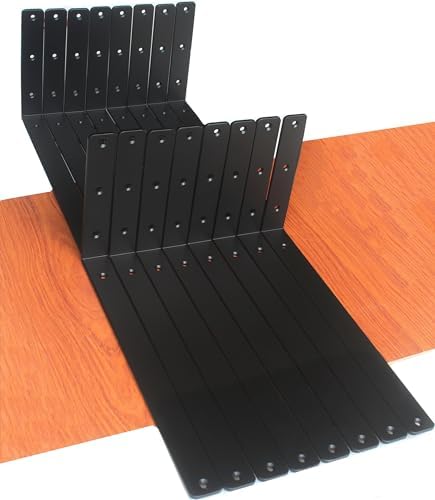 16 Pack - L 16" x H 8" x W1.5, 5mm Thick Black L Shelf Bracket, Iron Shelf by MHMYDZ