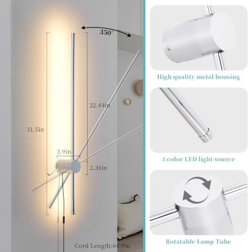 KELUOLY Modern Chrome Plug in Wall Sconce - Image 4