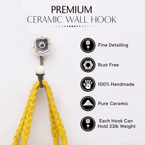 Indian Shelf Pack of 6 Ceramic Wall Hooks - Image 3