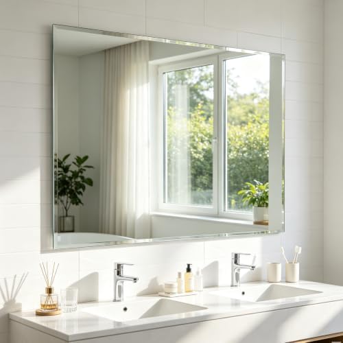 Frameless Wall Mirror 48” x 36“ Bathroom Mirror by Ruomeng