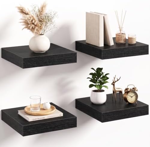 Acovy 8in Square Floating Shelves 4 PCs, Wall Mounted Display Shelf by Acovy