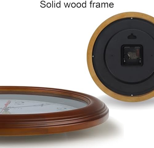 Lafocuse 12 Inch Silent Solid Wood Wall Clocks Battery Operated, Analog Brown - Image 5