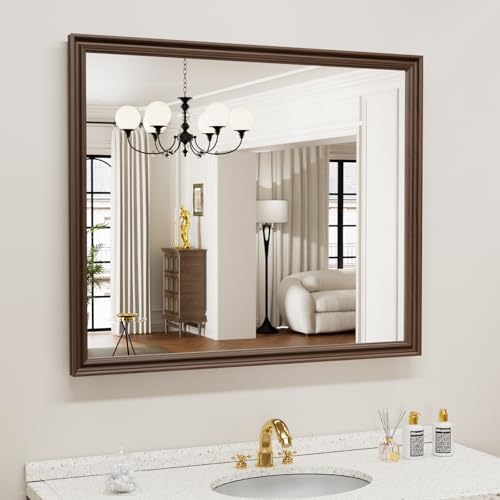 WEER Brown Bathroom Vanity Mirror 36x30 Inch by WEER