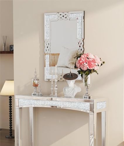 Crushed Diamond Mirror Silver: Rectangular Wall Decor 39.4"x27.5" - Image 6