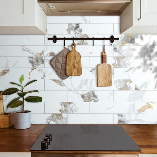 AULIGET 4-Piece Polished White Marble - Image 4