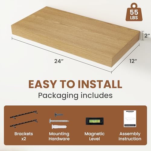 Vivelove 12" Deep Floating Shelves 24x12” Set of 2 - Image 3