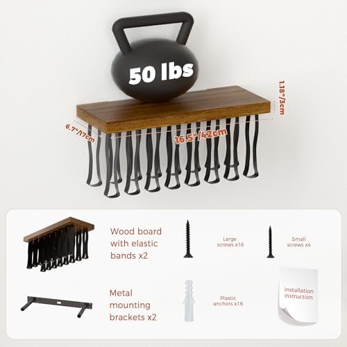 Floating Book Shelves for Wall Set of 2, Unique Wood Hanging Bookshelf - Image 4