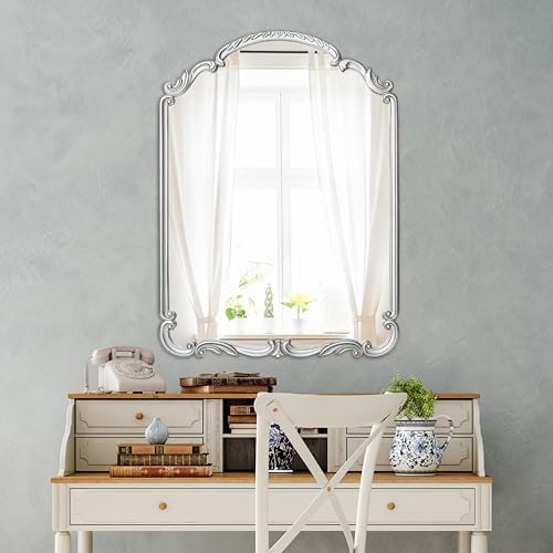 Wylde Iris English Estate Carved Arch Wood Wall Mirror, Mirror - Image 2