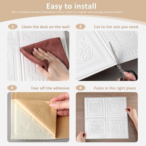 Nuanchu 40 Pcs 13.8 x 13.8 Inch Ceiling Tiles Peel and Stick - Image 3