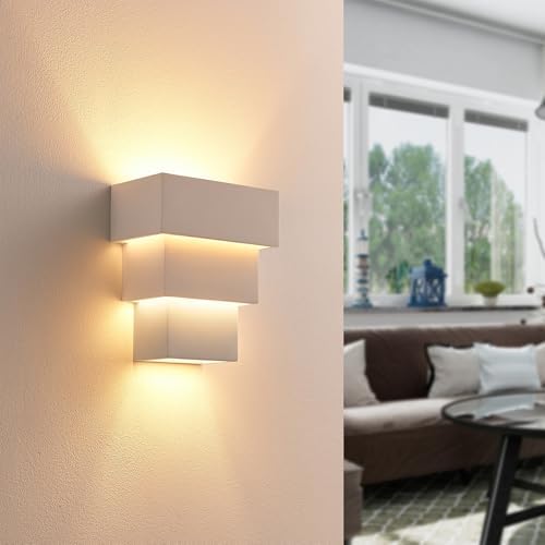 White Wall Sconce, Paintable Plaster Wall Light Fixture - Image 2