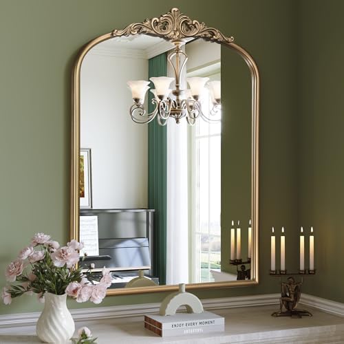 Arched Antique Gold Wall Mirror by Wiserset