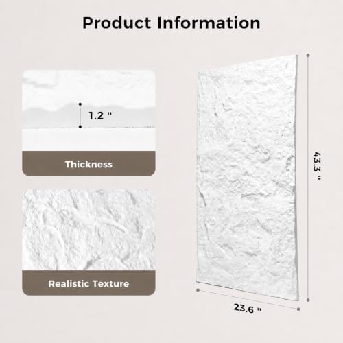 4Pcs Faux Stone Wall Panel 43.3''x23.6'', Lava Stone Design - Image 2