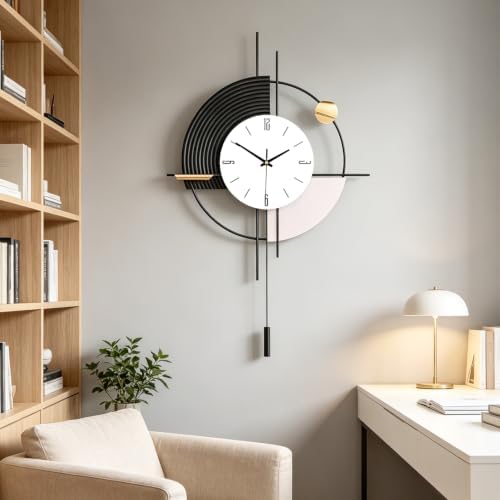 Large Black Modern Wall Clock by QWANPET