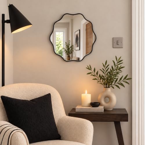 PERFNIQUE Black Scalloped Mirror, Decorative Modern Wall Decor - Image 6
