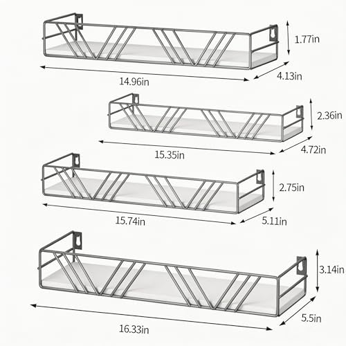 Amaoot Floating Shelves for Wall Set of 4, Wall Shelf Wood Floating Shelf - Image 2