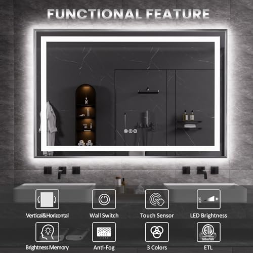 Amorho LED Bathroom Mirror 72"X36", Front Light and Backlit - Image 2