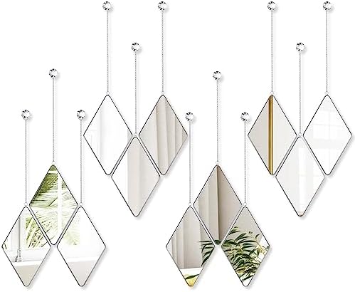 Qunclay 12 Pcs Diamond Wall Mirror Decorative Set Hanging Mirrors by Qunclay