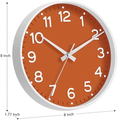 Roymnie 8 Inch Wall Clock, Battery Operated Silent Non Ticking Analog - Image 3