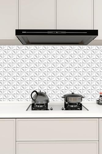3D Flat Visual Effect Wallpaper Peel and Stick 23.6"x196.8" White Diamond - Image 4