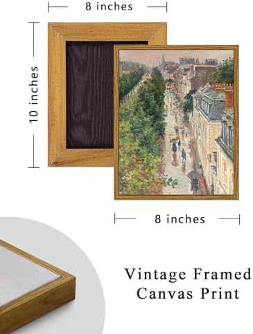 ARPEOTCY Vintage Framed Canvas Print Wall Art, 8x10 inch, French Street Scene - Image 5