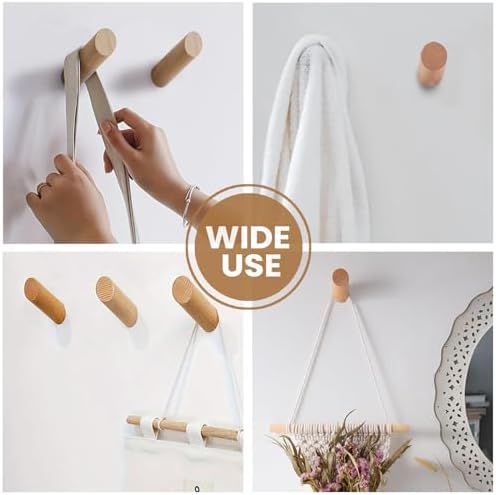 evory Wood Wall Hooks, 6 Pack Coat Hooks Mounted Rustic - Image 5