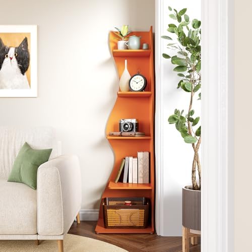 LITTLE TREE Small Corner Shelf, Modern 5-Tier Wall Corner Bookshelf, Stylish - Image 6