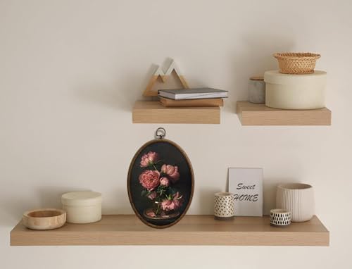 Moody Pink Peony Oval Wall Art, Vintage Dark Pink Peonies Oval Framed Wall Art - Image 4