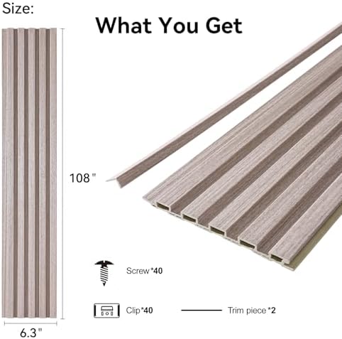 Slat Wall Panel 8-Pack, 108’’x6.3’’, Smoky Oak - Image 2