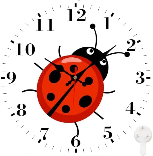 12" Silent Wall Clock, Round Wall Clock, Cute Cartoon Ladybug by Unknown