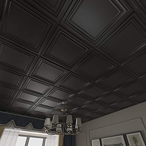 Art3d PVC Ceiling Tiles, 3D Plastic Sheet in Black, 2 x 2 ft - Image 2