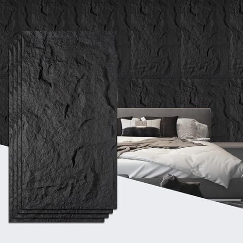 4Pcs Faux Stone Wall Panel 43.3''x23.6'', Lava Stone Design by Unknown