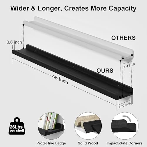 Love-KANKEI 48" Long Black Floating Shelves - Image 3
