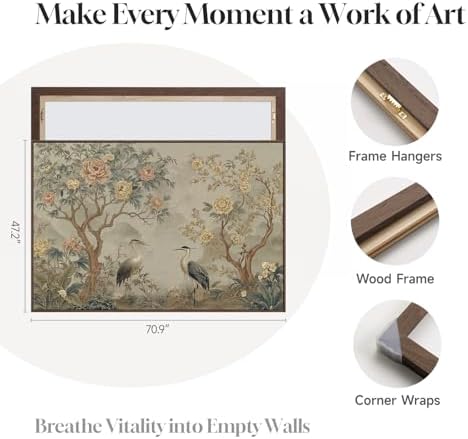 Extra Large Framed Neutral Chinoiserie Wall Art - Image 6